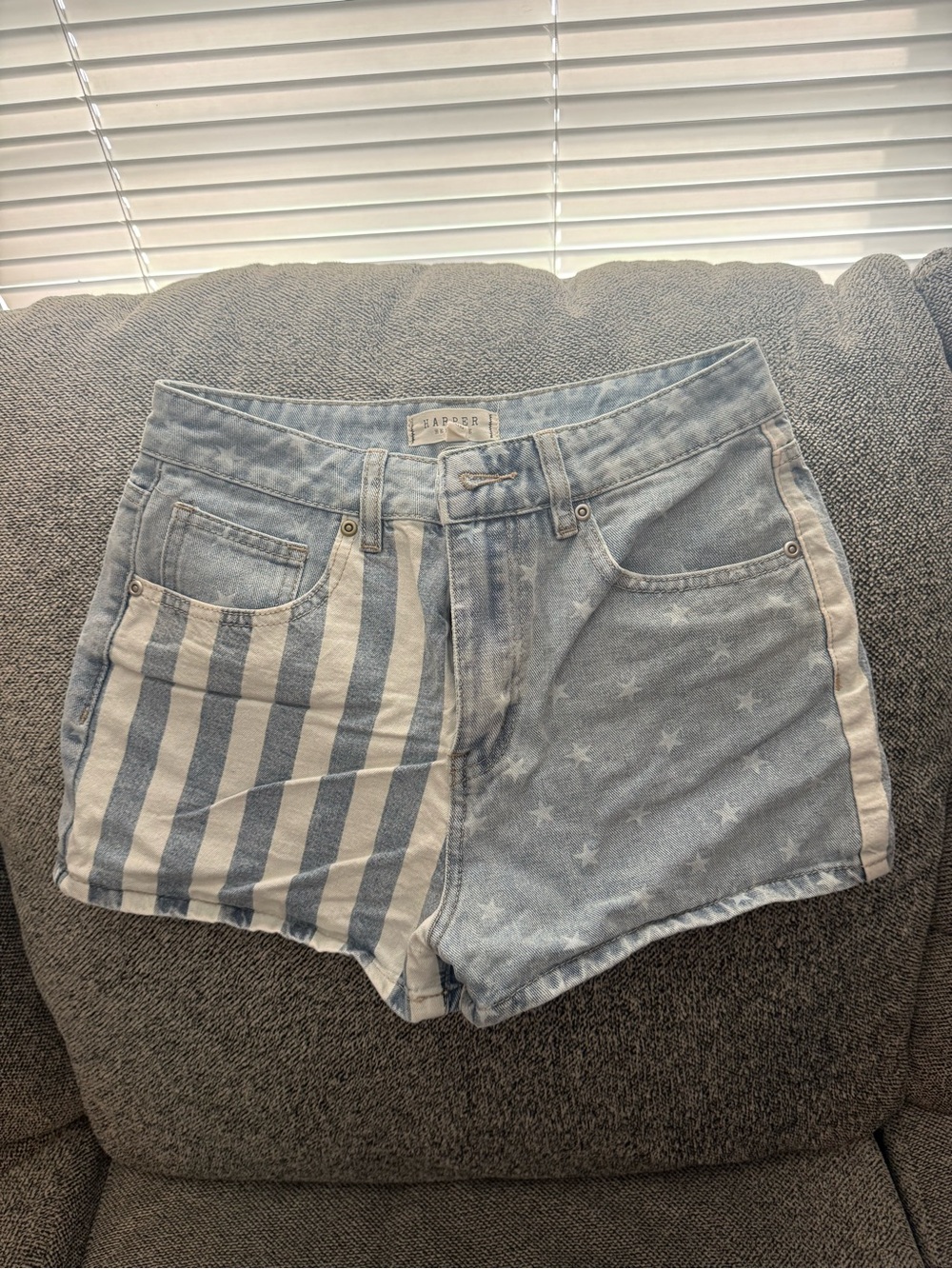 Paper Denim Light Blue Star & Stripe Women's Jean Shorts